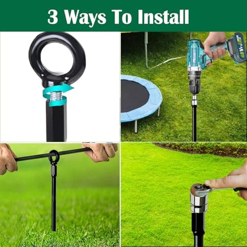 LIFEBED 18 inch Ground Anchors Srew in Heavy Duty, Earth Shed Anchor Kit, Trampoline Stake Hook for Dirt, Swing Sets, Playset, Tent, Canopy, Carport, Mobile Home Tie Down, 6 Pack - Thumbnail 5