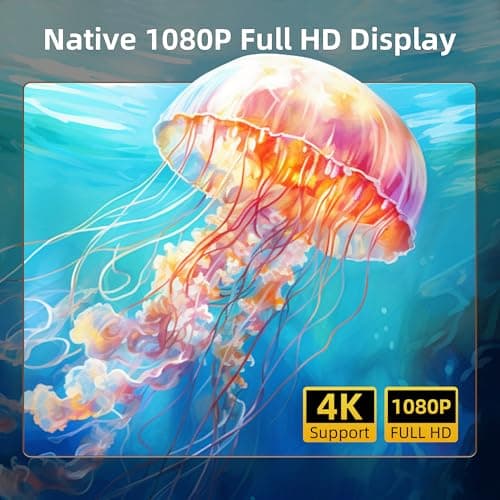 Mini Projector, Portable Projector 4K & Full HD 1080P Support, 270° Rotation Outdoor Projector, Movie Projector Compatible with Smartphone, TV Stick, Laptop, PS4, HDMI, USB - Thumbnail 4