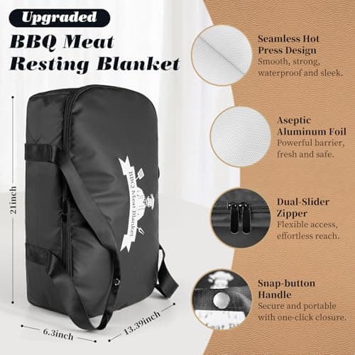 Nicemiya BBQ Blanket for Resting Meat, Insulated Meat Bag, Blanket for Smoker Brisket Pork Shoulder Turkey, Pefect Gift for Grill Lover Birthday Christmas for Men (Black Leak-Proof Vinyl) - Thumbnail 2
