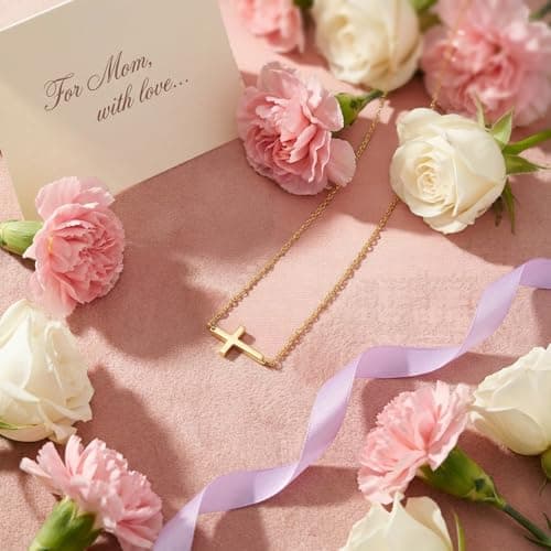 PNNY AMDA Gold Cross Necklace: 14K Gold Sideways Cross Necklace Pendant Small Simple Cute - Religious Gifts Faith Jewelry Easter Basket Stuffers (01 Sideways) XL-SZJ-HENG - Thumbnail 5