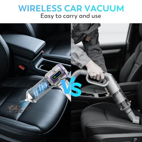 KedeeSparkle Car Vacuum Cleaner Cordless, 22000PA High Power Portable Handheld Vacuum & Compressed Air Duster, Mini Vacuum with LED Display, 3 Modes Brushless Motor for Car, Home, Office, Camping - Thumbnail 6