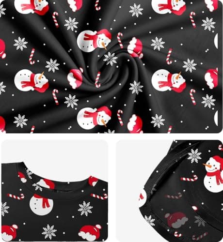 JUSTFASHIONNOW Womens Christmas Pjs Pajamas Set 2 Piece Lounge Set Women Snowman Printed Short Sleeve Split Shorts Sets Casual Xmas Shorts Sets Comfy Loungewear Outfits (Black, XX-Large) - Thumbnail 6