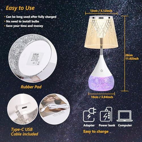 LKUA 7-Color Changing LED Night Light - Soothing Mood Lamp for Bedroom, Living Room & Office - Relaxing Flashing Glass Decoration Light ((Decorative Art)) - Thumbnail 3