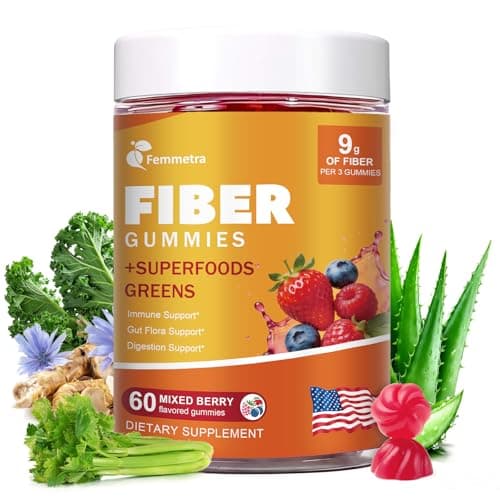 9G Prebiotic Fiber Gummies for Digestive Health & Regularity - GLP-1 Friendly - No Sugar Added Mixed Berry Flavor with Greens - Daily Supplement for Adults - 60 Count - Image 1