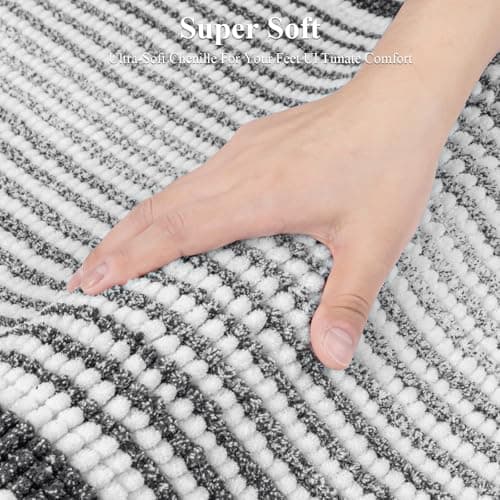 HEBE Chenille Bathroom Rug Sets 5 Piece,Super Absorbent Non Slip Bath Mats for Bathroom,Washable Bath Mat and U-Shaped Contour Toilet Rug Set for Tub Shower Floor Carpet - Thumbnail 3