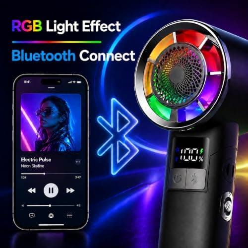 sidetogo Portable Bluetooth Speaker Fan, 20000RPM Handheld Turbo Fan - Thumbnail 5