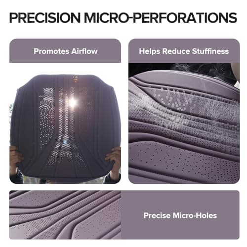 EQUIDEVDY 2 Pack Leather Bottom Car Seat Covers,Front Seat Covers for Cars,Driver Car Seat Cover,Luxury Faux Leather Seat Protectors,Full Wrap,Waterproof,for Most Vehicles,Sedan,SUV,Truck (Purple) - Thumbnail 5