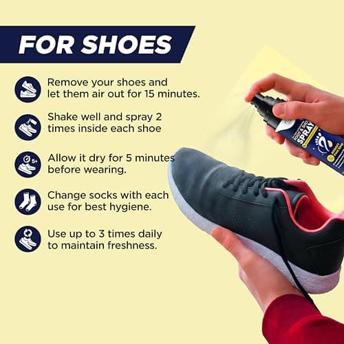 Foot Cure Shoe Deodorizer Spray - Tea Tree & Citrus Shoe Deodorizer for Smelly Feet, Athletes Foot Spray Odor Eliminator and Sweat Control | Removes, Controls & Prevents Odors - 120ml Made in USA - Thumbnail 5