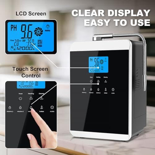 11 Titanium Plates Alkaline Water Ionizer Machine for Home, Alkaline Water Machine pH 3.5-10.5 Acid Water Purifier Water Generator Water Filter Up to -600mV ORP, 10000 Liters Per Filter, Auto-Cleaning - Thumbnail 2