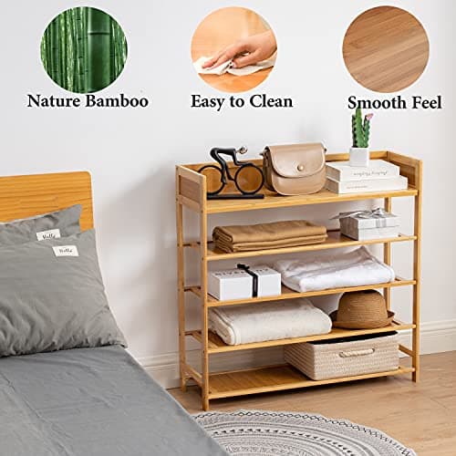 latifolia Bamboo Shoe Rack, 5-Tier Shoe Rack Organizer for Entryway, Living Room(Nature, 31.4''L) - Thumbnail 5