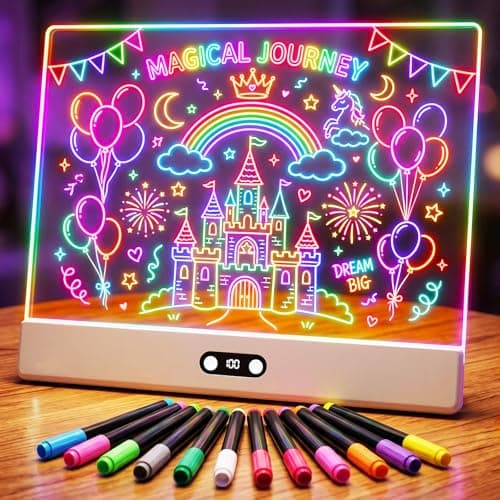 KOBAIBAN LED Drawing Board for Kids, 16” Rechargeable Light Up Drawing Pad with 1500mAh Battery, 11 Light Modes Neon Dry Erase Board, LED Note Pad for Message, Night Light, Gifts for Girls Boys - Image 1
