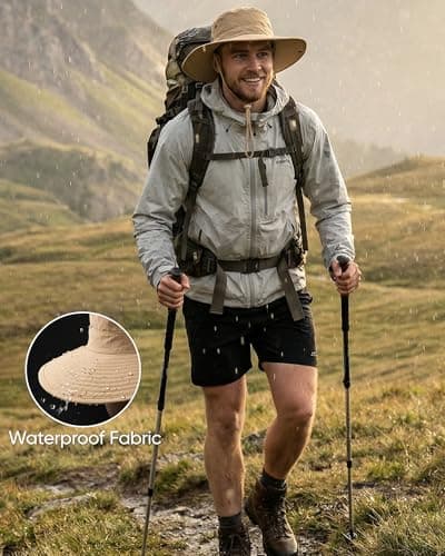 Sun Hats for Men Fishing Hat Outdoor Hiking Beach Summer Hats (Khaki) - Thumbnail 5