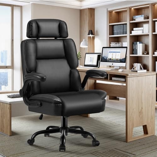 janiry Comfortable Office Chair,Executive Leather Computer Chair with Lumbar Support,Adjustable Height & Armrests,Black - Thumbnail 2