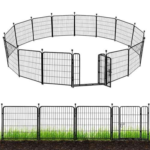 ADAVIN Tall Garden Fence 40 in(H)×31 Ft(L) 14 Panels, Heavy Duty Iron Metal Fence with Gate Low Threshold, Dogs Rabbit Fences Outdoor Camping, Flower Bed Fencing Border, Temporary Black Yard Fences - Image 1