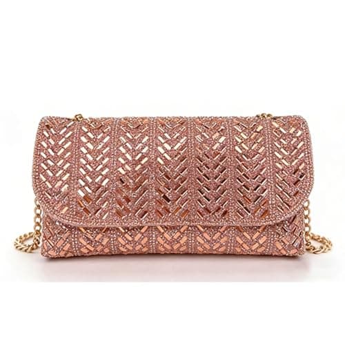 LUKLUKTAISUN 2026 Rhinestones Clutch Purses for Women 3d Evening Bags PU Leather Handbag for Cocktail Prom Party Wedding(Champagne) - Image 1