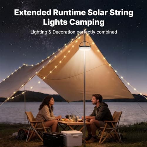 OGERY Solar Camping String Lights, 5400mAh/ 49.2FT/ 11 Modes Rechargeable Camping Lights Outdoor/Indoor, 4-in-1 Quick Storage Fairy Tent Lights Portable LED Lamp for Patio Yard Party Decor Essentials - Thumbnail 2