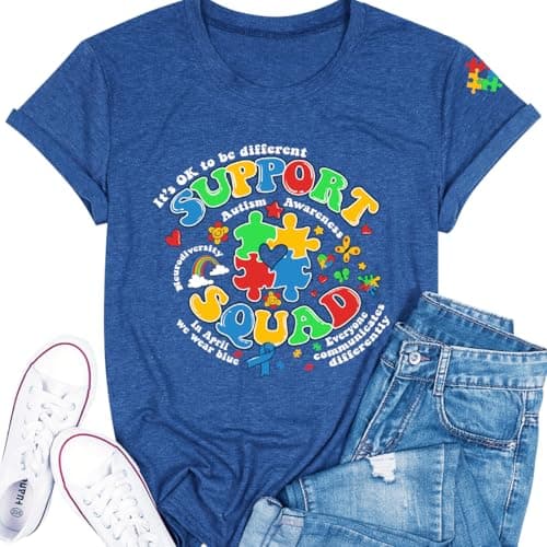Ladicme Autism Awareness Shirt Women Autism Shirts Mom Autistic Acceptance T Shirt Mental Health Casual Tops Tee Outfit - Image 1