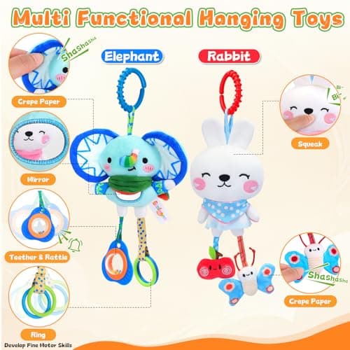 YELUFT Baby Toys for 0 3 6 9 12 Months, Baby Hanging Toys, Car Seat Stroller Crib Gym Baby Rattle Toys with Teether for Newborn Infants Toddlers Baby Boys Girls Gifts - Thumbnail 6