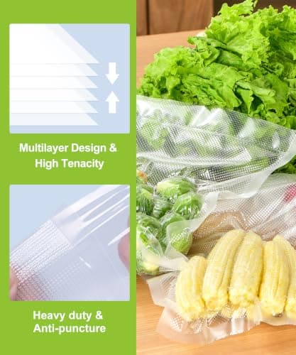 Bonsenkitchen 6 Rolls 11" x 16' Vacuum Sealer Bags for Food with a Color Box, Easy to Store, Commercial Grade, BPA Free, Great for Food Storage or Sous Vide, VB21 - Thumbnail 5