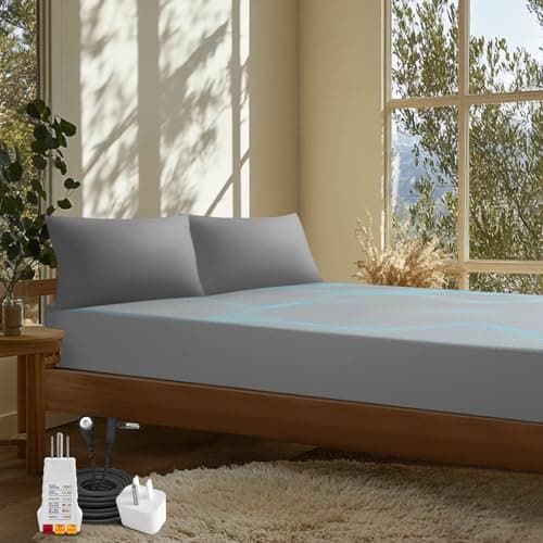 Grounding Sheets, 10% Silver Fiber & 50% Tencel & 40% Cotton, Grounded Fitted Sheet Only, Connected Earth Energy for Better Sleep, Grounding Bed Sheet 18" Deep Pocket(78"X80" Grey) - Image 1