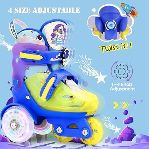MoSoulais Astronaut Kids Roller Skates Adjustable Toddler Roller Skates with Light Up Wheels Kids Skates Birthday Boys Gift for Youth Children Beginner Ages 3 4 5 - Thumbnail 5