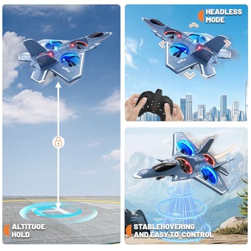 ENJOYFLY Foam Remote Control Airplanes, RC Planes with Light, RC Airplane Fighter Jet for Kids Adults 8-16, 360° Flip, Stunt Roll, Drones for Kids 8-12, Airplane Toy Gifts for Kids Boys - 3 Batteries - Thumbnail 6