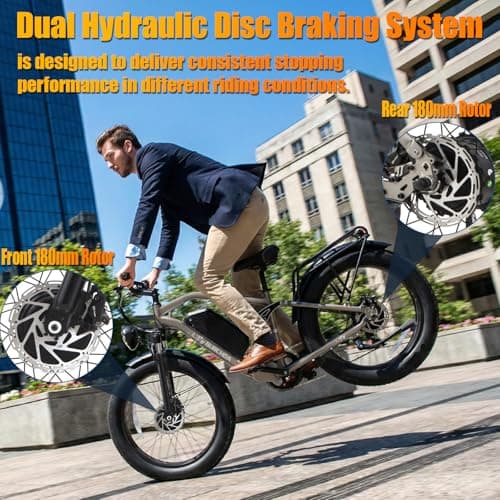 DAMSON 5000W Dual Motor Electric Bike for Adults AWD, 52V 30Ah Battery, 40MPH Electric Bicycle, Up to 90 Mile Range, 26" Fat Tire Mountain Ebike, Full Suspension, Hydraulic Disc Brakes - Thumbnail 6