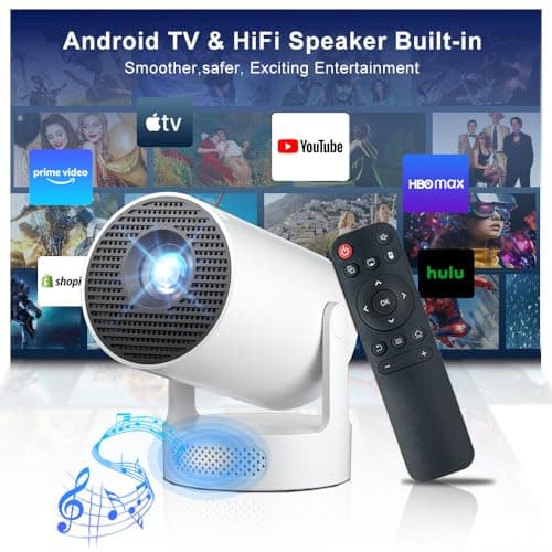 Mini Projector with Wifi and Bluetooth 5.4, Portable Proyector 4K Support, Built-in Apps, 5W Speaker, Auto Vertical Keystone Correction, Smart Projector for Home Outdoor Movies/Bedroom (2026 Upgrade) - Thumbnail 3
