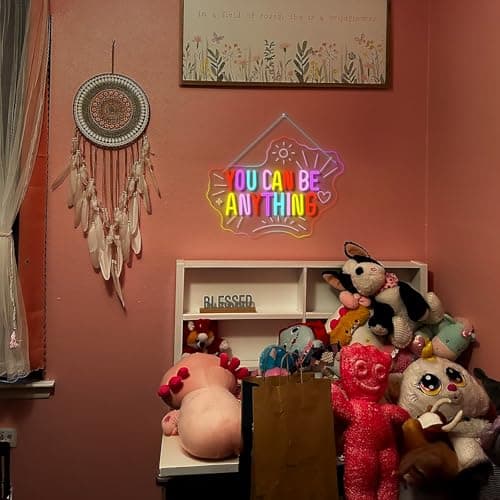 VVYXX You Can Be Anything Dimmable Neon LED Sign for Wall Decor Kids Wall Art Positive Just Read Book and Chill Classroom Decor USB Neon Light Bedroom Birthday Party Classroom Backdrop Aesthetic Decor - Thumbnail 4