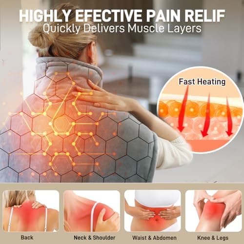 Heating Pad for Neck and Shoulders and Back - Electric Heating Pad for Pain Relief with 6 Heating Levels & 4 Time Setting, Christmas Birthday Gifts for Women Men Dad Mom Elderly (20" x 24") - Thumbnail 2