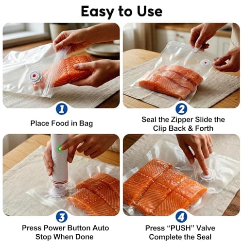 CNAOA Compact Vacuum Sealer with 30 3rd-Generation Upgraded Reusable High Seal Bags, Powerful Handheld Vacuum Sealer Machine, Keeps Food Fresh Up to 6X Longer, Portable Meal Saver, Seal Meal Saver - Thumbnail 6