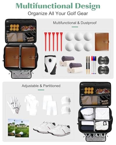 BAIXIXIG Golf Trunk Organizer, 2-Layer Storage with Shoe Pocket, Storage for Golf Accessories, Gifts for Golfers, Gray - Thumbnail 2