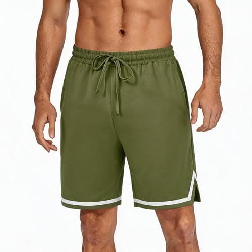 Marvmys Men's Cotton Pajama Shorts Soft gym Bottoms Elastic Waist Loungewear Lounge Shorts with Pockets Army Green 3XL - Thumbnail 2
