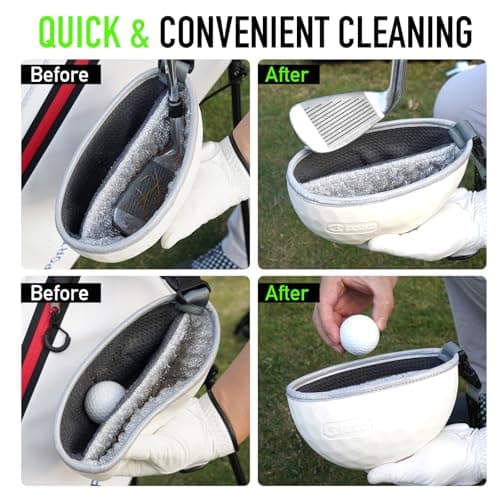 GAIARENA Golf Cleaning Bag Pouch Silicone Ball Washer Club Cleaner with Scrub and Wipe Cloth Gifts Ideas for Golfers On-course golf accessories White - Thumbnail 5