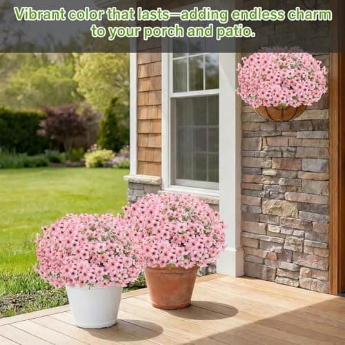 LetuoClips Artificial Flowers Fake Plants for Outdoors Spring Decoration, 13Bundles Silk Realistic UV Resistant Faux Flowers for Outside Planter Porch Yard Patio Garden Home Indoor, Pink - Thumbnail 4