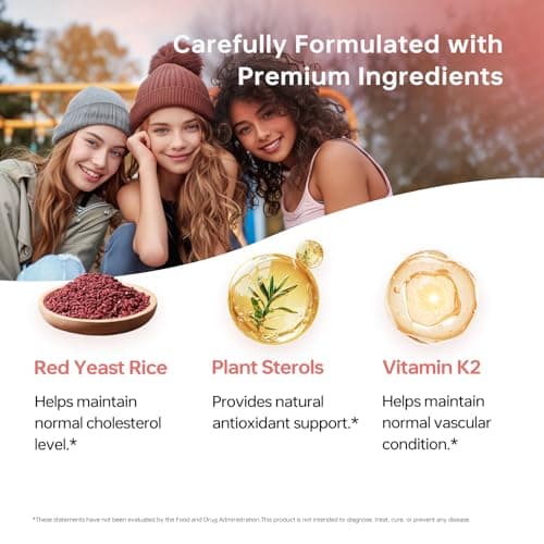 HUJ Red Yeast Rice Complex Capsule - Contains Red Yeast Rice Powder, Plant Sterols & Vitamin K2 - Maintain Healthy Cholesterol Levels and Supports Cardiovascular Health - 60 Capsules - Thumbnail 5
