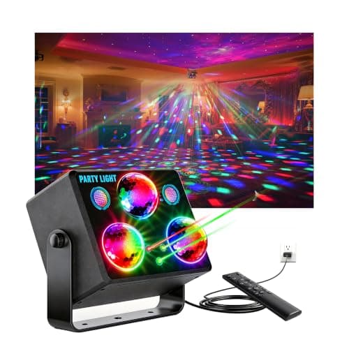 Disco Ball Party Lights,DJ Disco Light Sound Activation & Remote Control Stage Lighting with Star Projector, Ocean Wave and LED Strobe for Home Christmas Birthday Wedding Bar and Club Decorations - Image 1