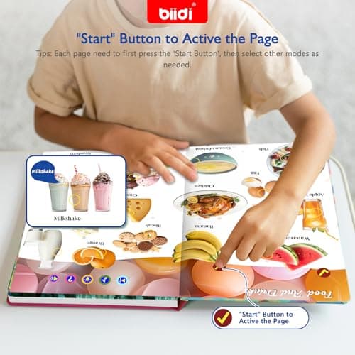 biidi English Words Talking Book for Kids Interactive Activity for Toddler Age 3-5,600+ Sound,Electronic English Learning Travel Toy Birthday Gifts for Boys and Girls,Autism Sensory Toy Sound Book - Thumbnail 2