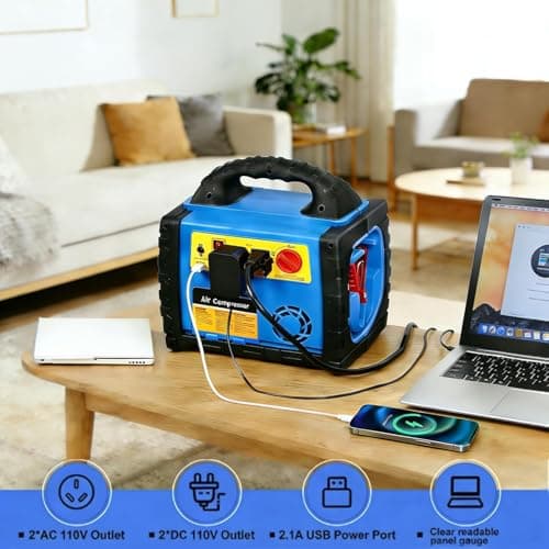 Car Battery Jump Starter with Air Compressor, 1800A Heavy-Duty Jump Starter 150 PSI Tire Inflator, 12V Jump Box Pack with 400W Inverter Power with AC/DC/USB Outlets& LED Light - Thumbnail 4