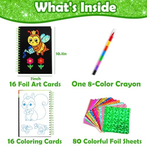 FUNNYB&G Mess-Free Foil Art Craft for Kids Ages 4-10, Kids Birthday Gift - Thumbnail 5