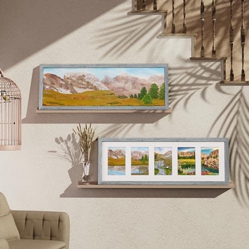 Vittanly 8x24 Collage Picture Frame, Displays 5Pcs 4x6 Pictures with Mat or 1Pcs 8x24 without Mat, Picture Frames Collage Wall Decor for Horizontal or Vertical Display, Grey, 1 Pack - Thumbnail 3