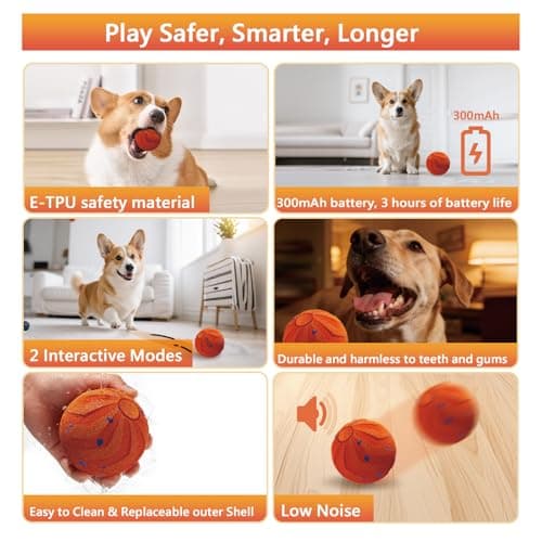 Loktoty Interactive Dog Ball Toy,Moving Dog Toy Ball - Thumbnail 3