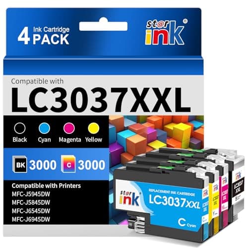 LC3037 XXL Ink Cartridges Replacement for Brother LC3037 Ink Cartridge Compatible with Brother MFC-J5845DW Ink MFC-J6545DW MFC-J6945DW MFC-J5945DW Printer LC3037 bk/c/m/y Ink Cartridges-4Pk - Image 1
