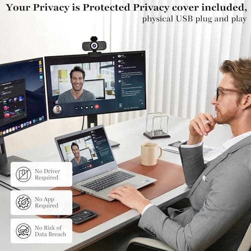 SZGIARUY 1080P Full HD Webcam with Built-in Microphone and Rotatable Tripod, Privacy Cover, for Desktop PC or Laptop Computer-Style1 - Thumbnail 4