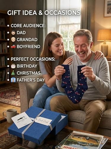 feetopia Socks with Frustrated Car Guy Design, Ideal Car Lover Gift, 1 Pair Per Pack, Size 8-13 - Thumbnail 6