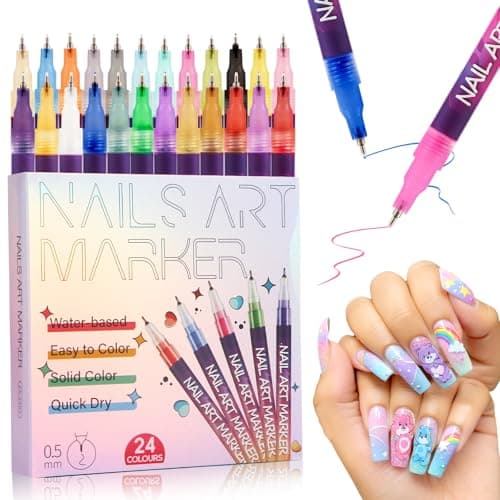 Nail Art Pens,DIY Nail Art Markers 24 Color Drawing Painting Pen,Waterproof and Quick-drying Nail Art Tools for Graffiti Dotting Drawing Painting Point Liner - Image 1