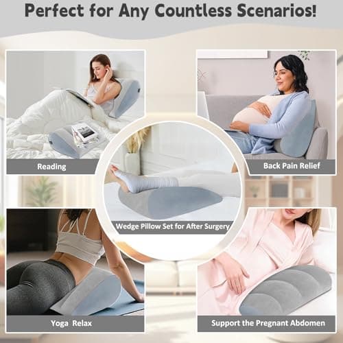 TheClover Inflatable Wedge Pillow for Acid Reflux & Snoring - 2PCS Adjustable Height Bed Wedge Pillow, Portable PVC Adult Pillow for Sleeping, Travel, Post Surgery Recovery, Back, Leg & Body Support - Thumbnail 3