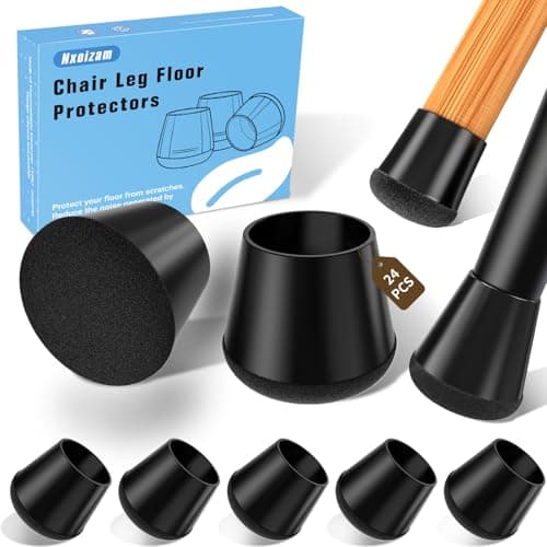 Nxoizam Chair Leg Floor Protectors Medium 24PCS,Silicone Chair Leg Protectors for Hardwood Floors Round Chair Leg Caps/Covers Prevent Scratches Reduce Noise.Black (Fit:15/16~1-2/16) - Image 1
