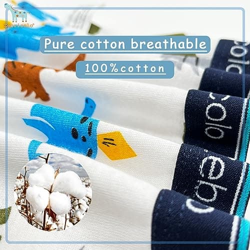 zebricolo Dino Theme Boys Boxer Briefs - Soft Cotton Boys Underwear Size 7-10T, Elastic Waistband, 6-Pack Random - Thumbnail 3