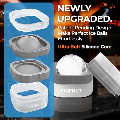 FINENUT Silicone Ice Ball Mold with Lid, 4 Pack – 2.5 Inch Large Sphere Round Ice Maker, Easy Release BPA-Free Silicone Trays for Whiskey & Cocktails, Home Bars & Freezer (Multicolor-Premium) - Thumbnail 3